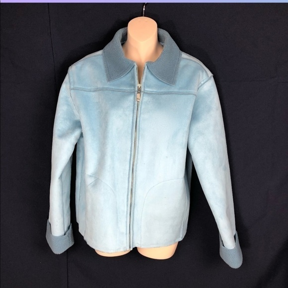 EUC-VINTAGE Izod Suede collar FauxFur Lined Jacket - Picture 2 of 8